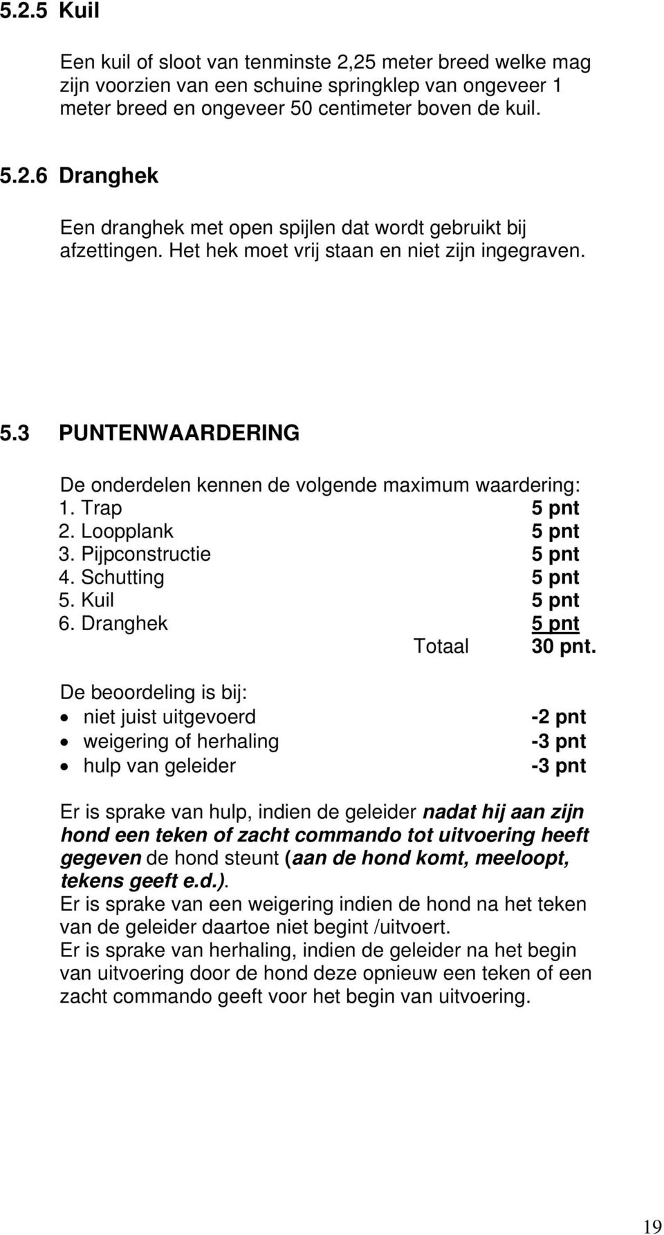 Schutting 5 pnt 5. Kuil 5 pnt 6. Dranghek 5 pnt Totaal 30 pnt.
