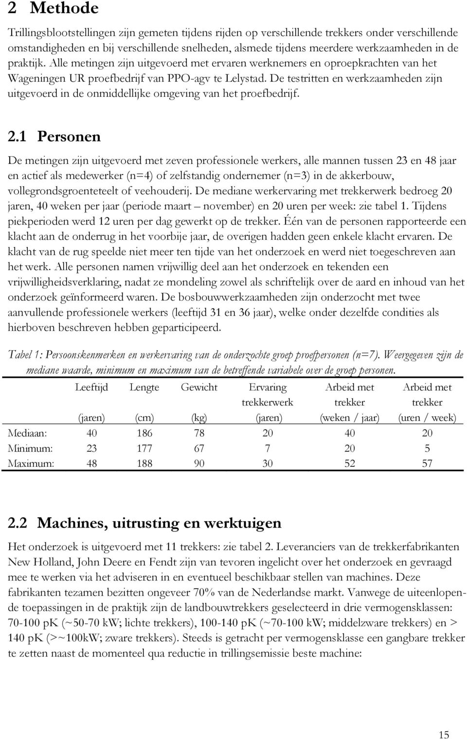 De testritten en werkzaamheden zijn uitgevoerd in de onmiddellijke omgeving van het proefbedrijf. 2.