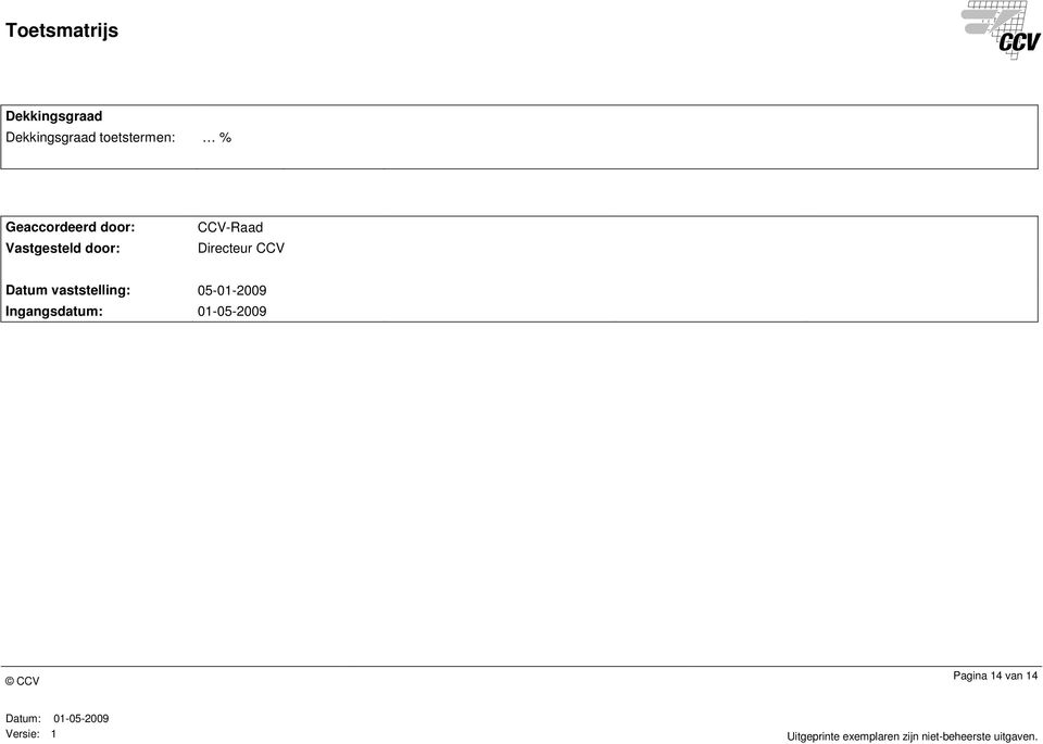 door: Directeur CCV Datum vaststelling: