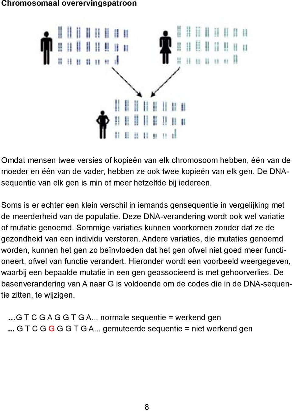 Deze DNA-verandering wordt ook wel variatie of mutatie genoemd. Sommige variaties kunnen voorkomen zonder dat ze de gezondheid van een individu verstoren.