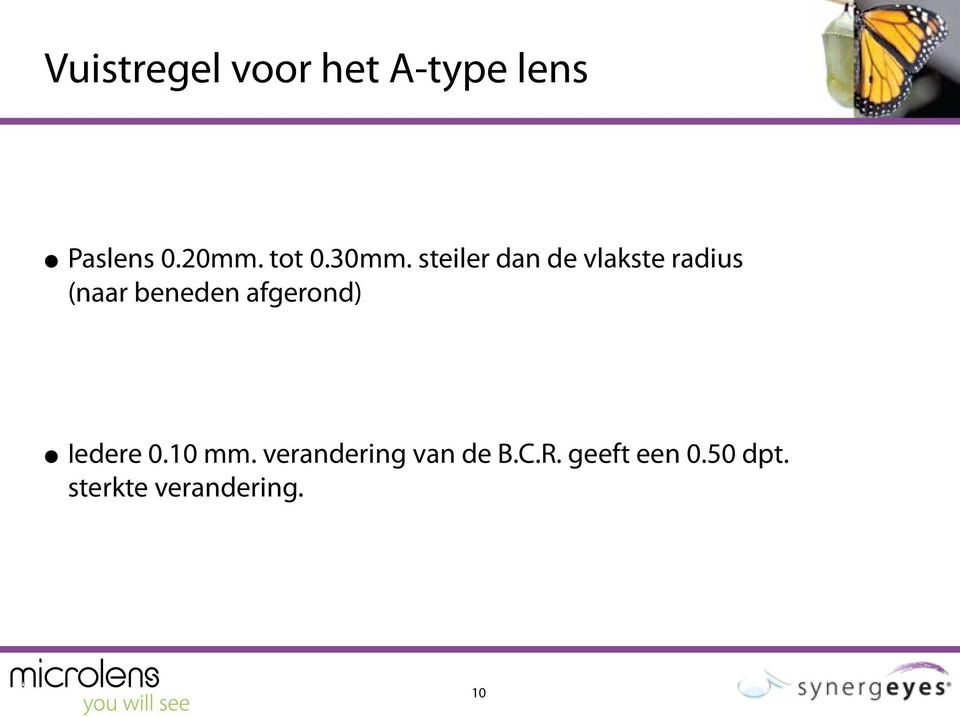 steiler dan de vlakste radius (naar beneden