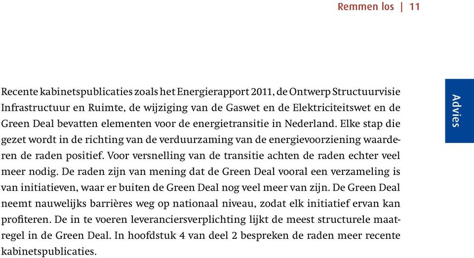 Voor versnelling van de transitie achten de raden echter veel meer nodig.