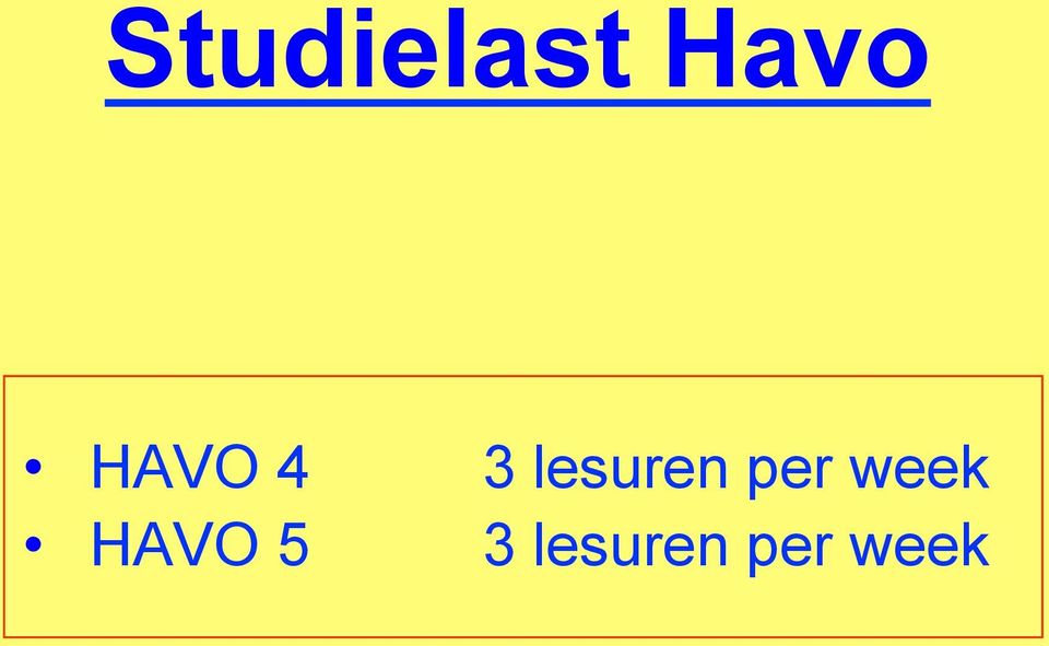 per week HAVO 5