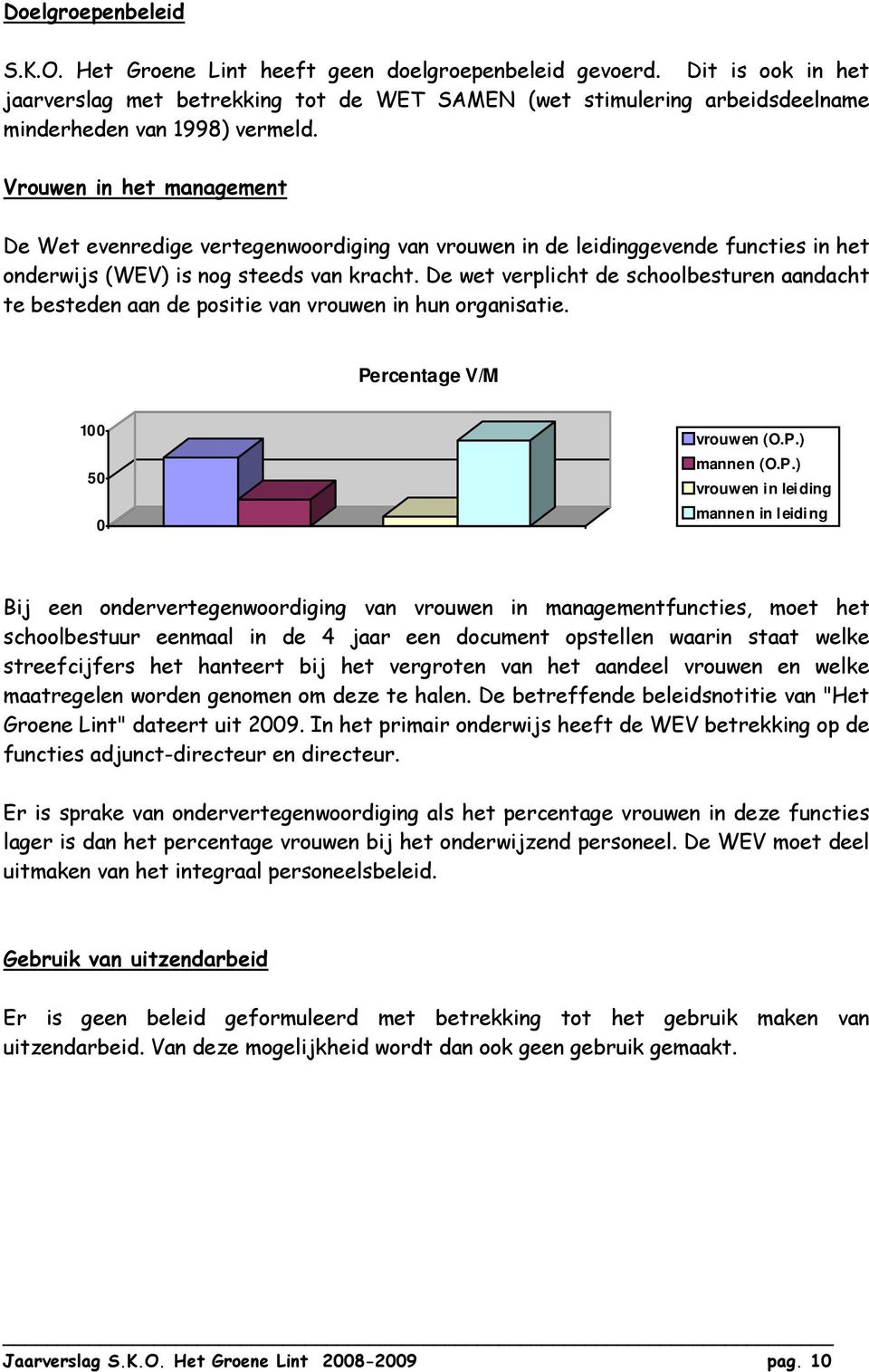 Vrouwen in het management De Wet evenredige vertegenwoordiging van vrouwen in de leidinggevende functies in het onderwijs (WEV) is nog steeds van kracht.