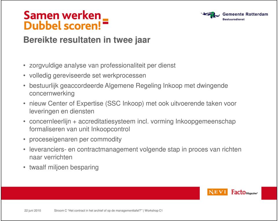 uitvoerende taken voor leveringen en diensten concernleerlijn + accreditatiesysteem incl.