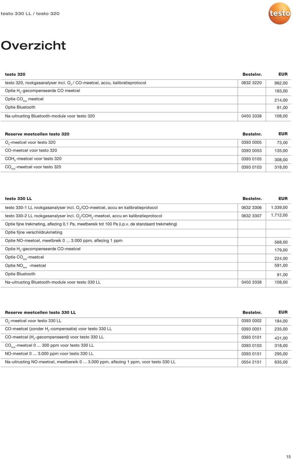 214,00 91,00 108,00 Reserve meetcellen testo 320 O 2 -meetcel voor testo 320 CO-meetcel voor testo 320 COH 2 -meetcel voor testo 320 CO low -meetcel voor testo 320 0393 0005 0393 0053 0393 0105 0393