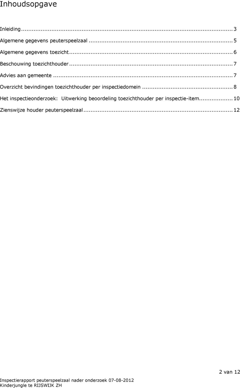 ..7 Overzicht bevindingen toezichthouder per inspectiedomein.