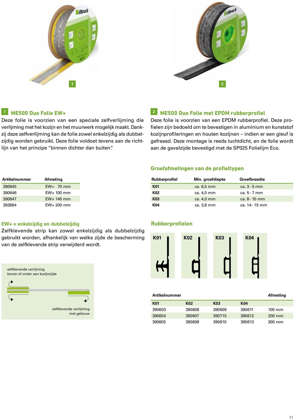 2 ME500 Duo Folie met EPDM rubberprofiel Deze folie is voorzien van een EPDM rubberprofiel.