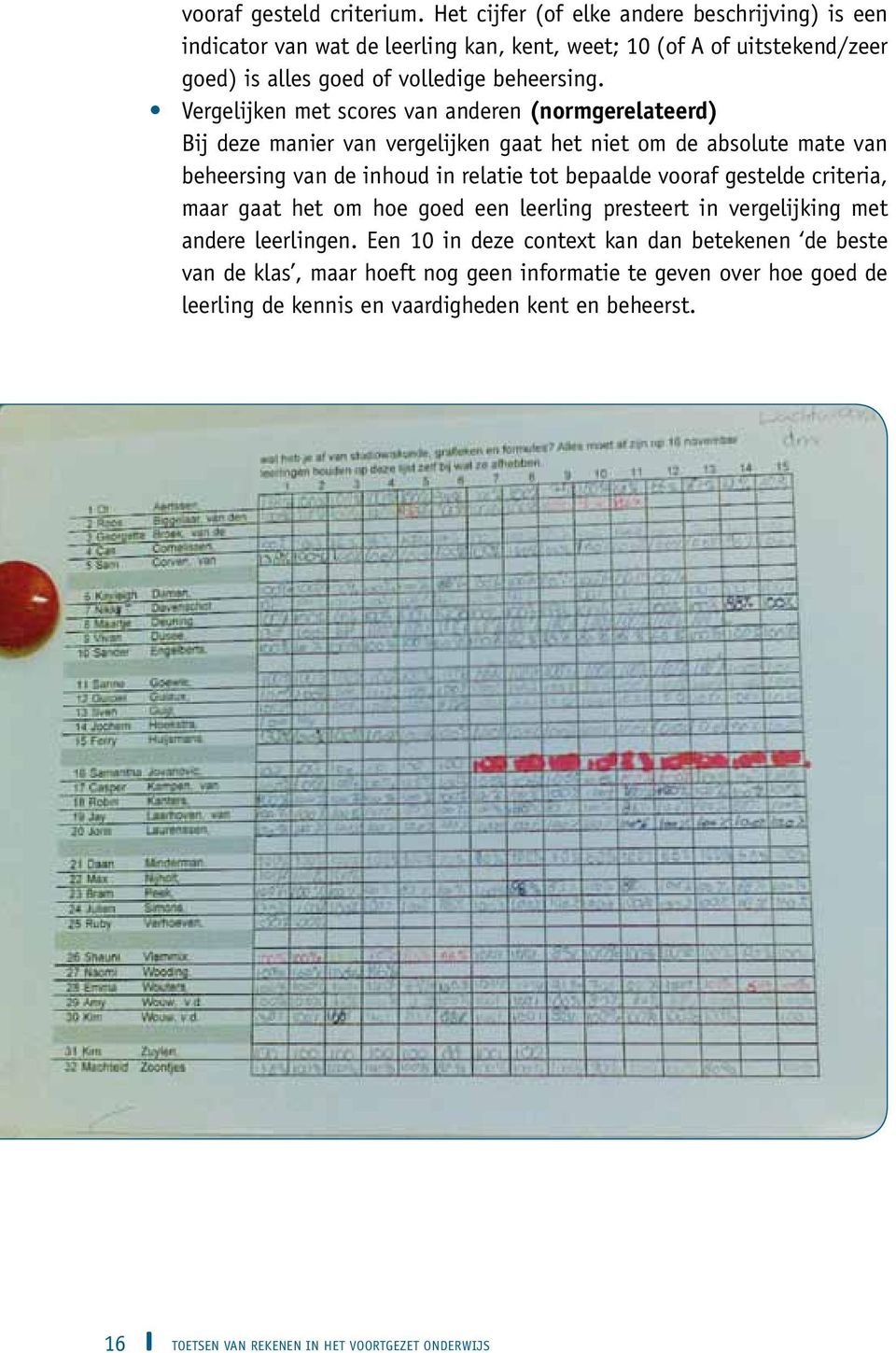 Vergelijken met scores van anderen (normgerelateerd) Bij deze manier van vergelijken gaat het niet om de absolute mate van beheersing van de inhoud in relatie tot bepaalde