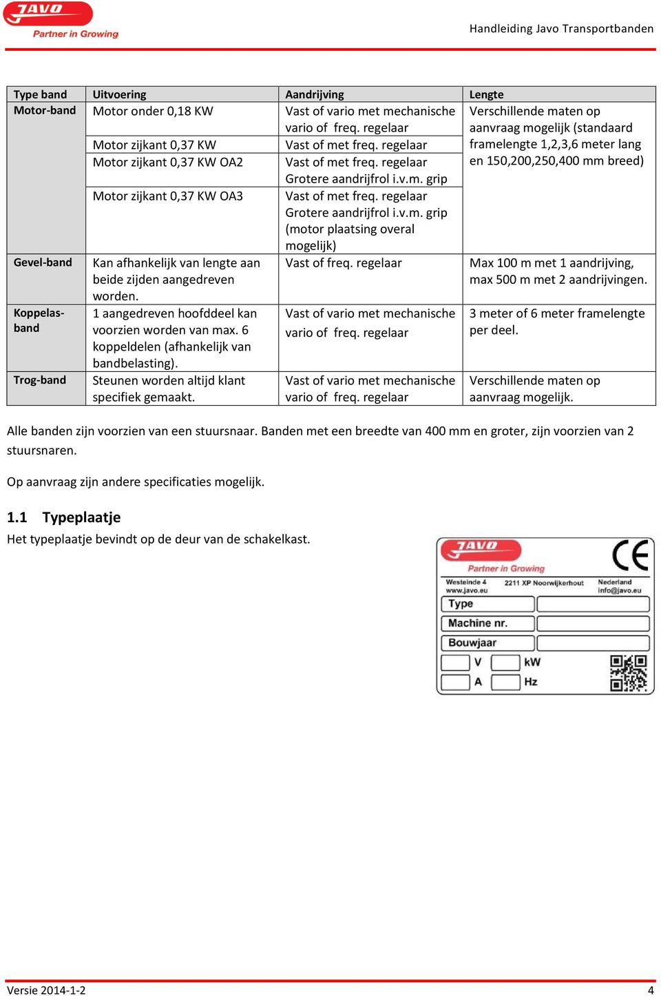 regelaar Grotere aandrijfrol i.v.m. grip (motor plaatsing overal mogelijk) Gevel-band Kan afhankelijk van lengte aan beide zijden aangedreven worden. Vast of freq.