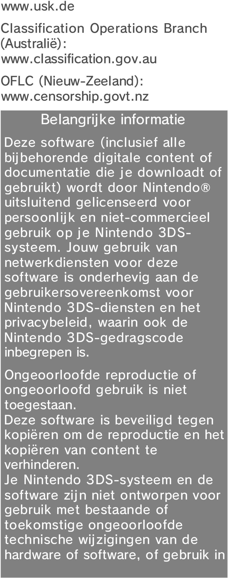 niet-commercieel gebruik op je Nintendo 3DSsysteem.