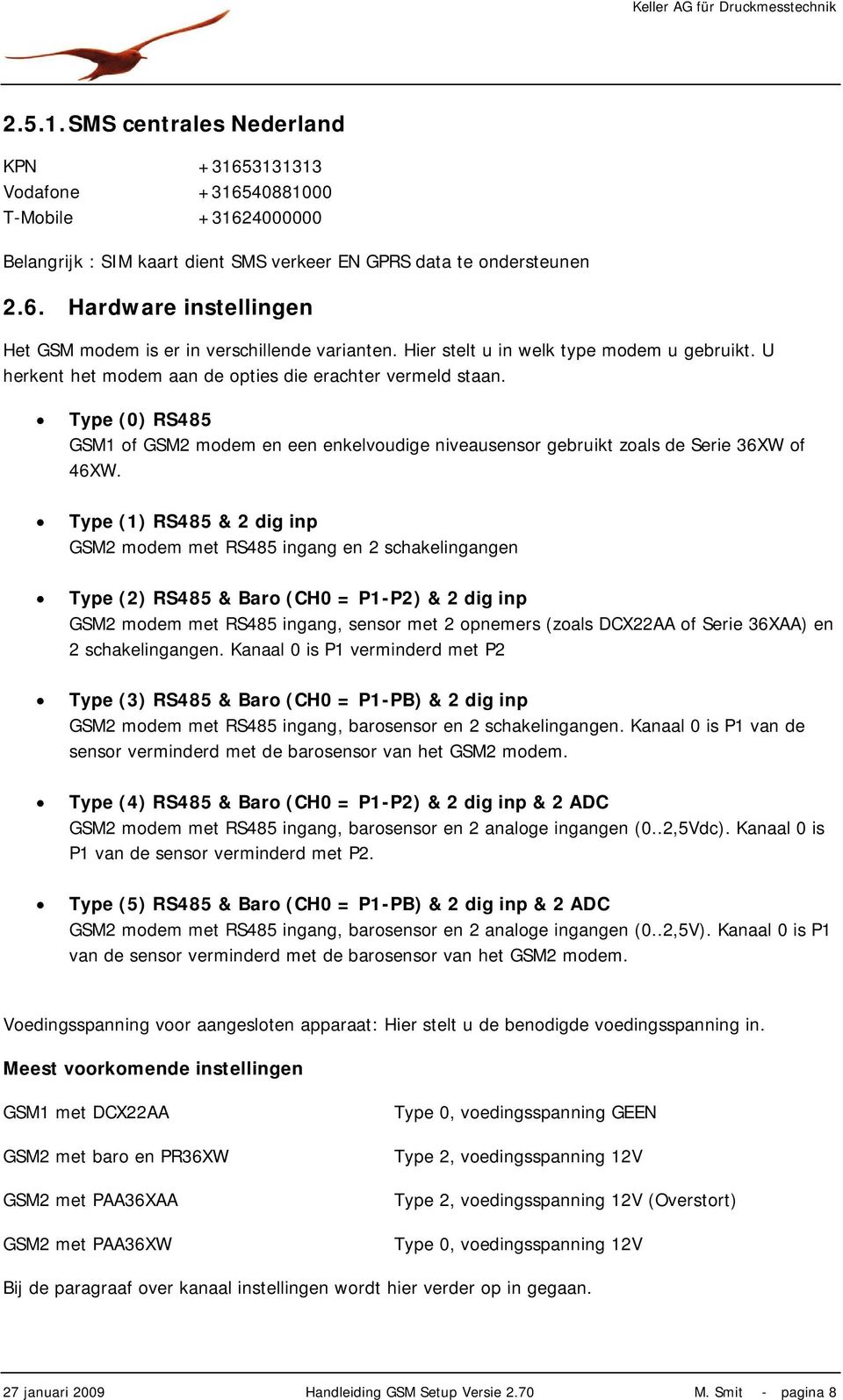 Type (0) RS485 GSM1 of GSM2 modem en een enkelvoudige niveausensor gebruikt zoals de Serie 36XW of 46XW.