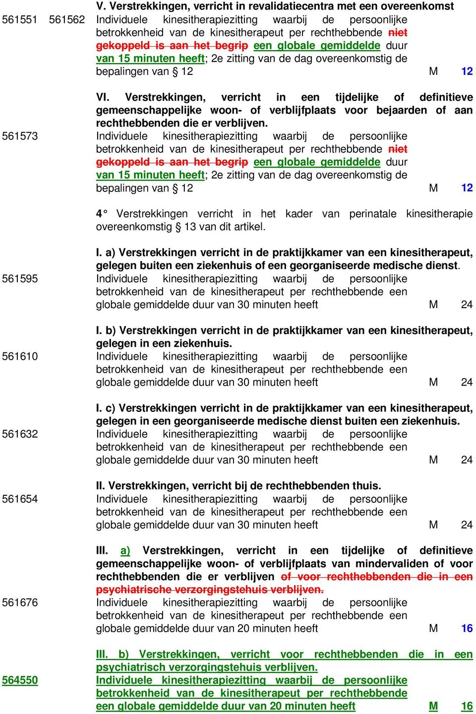 Verstrekkingen, verricht in een tijdelijke of definitieve gemeenschappelijke woon- of verblijfplaats voor bejaarden of aan rechthebbenden die er verblijven.