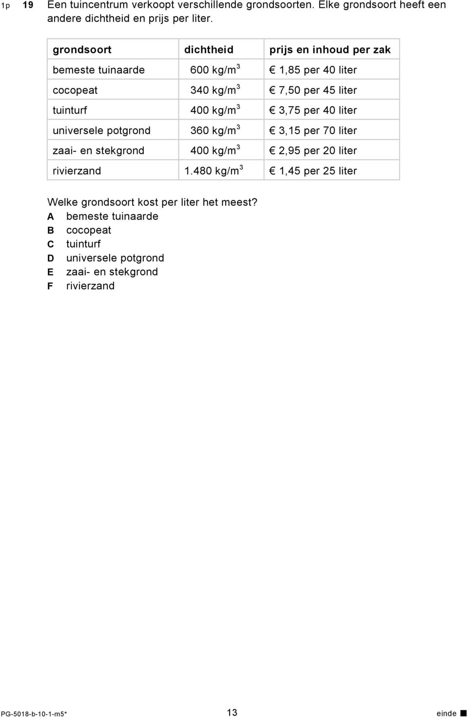 3,75 per 40 liter universele potgrond 360 kg/m 3 3,15 per 70 liter zaai- en stekgrond 400 kg/m 3 2,95 per 20 liter rivierzand 1.