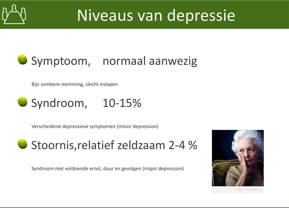depressieve symptomen (minor depression) Stoornis,relatief