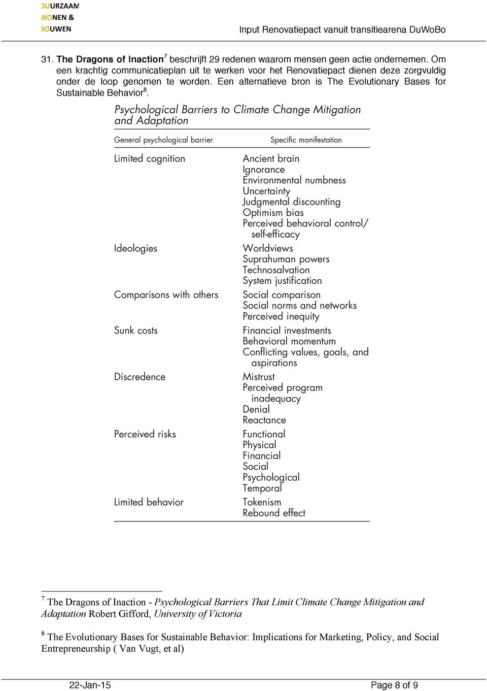 Een alternatieve bron is The Evolutionary Bases for Sustainable Behavior 8.