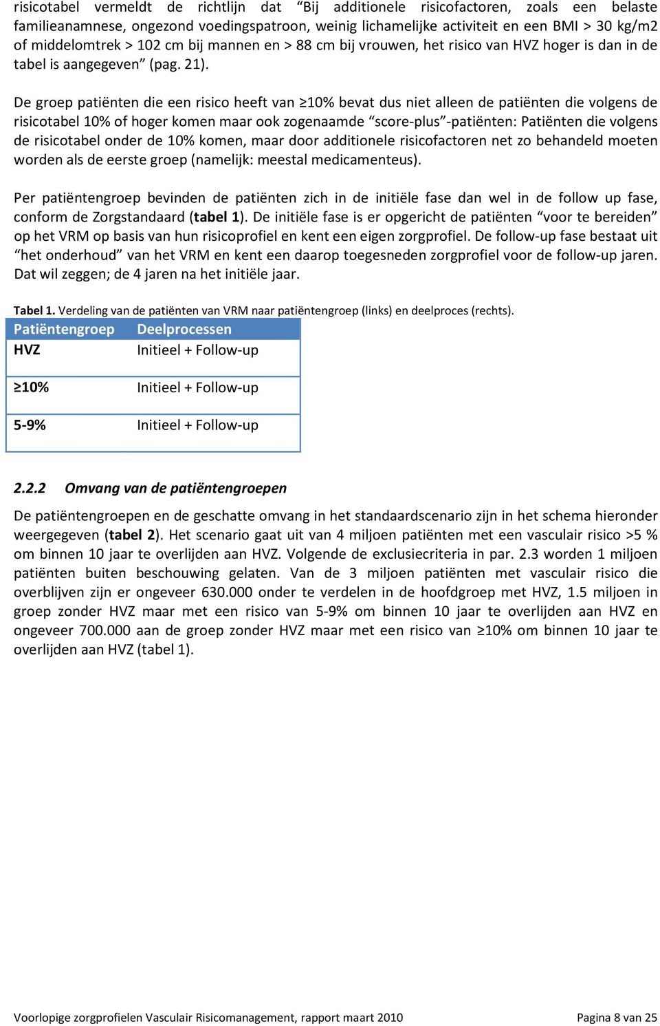 De groep patiënten die een risico heeft van 10% bevat dus niet alleen de patiënten die volgens de risicotabel 10% of hoger komen maar ook zogenaamde score-plus -patiënten: Patiënten die volgens de