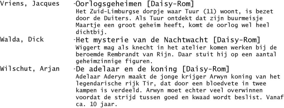 -Het mysterie van de Nachtwacht [Daisy-Rom] Wiggert mag als knecht in het atelier komen werken bij de beroemde Rembrandt van Rijn.