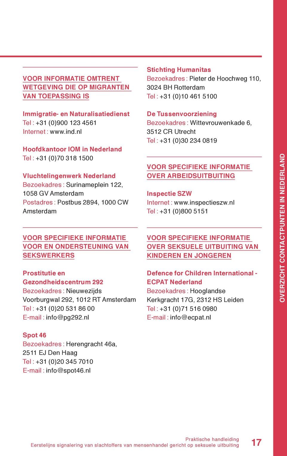 nl Hoofdkantoor IOM in Nederland Tel : +31 (0)70 318 1500 Vluchtelingenwerk Nederland Bezoekadres : Surinameplein 122, 1058 GV Amsterdam Postadres : Postbus 2894, 1000 CW Amsterdam VOOR SPECIFIEKE