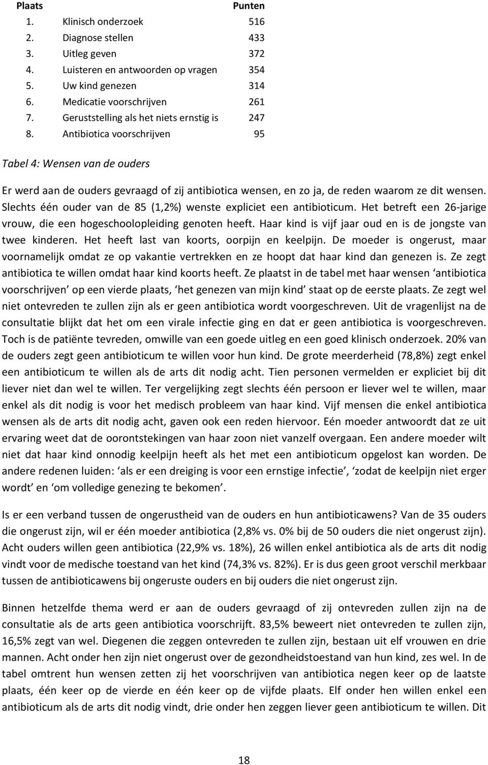 Antibiotica voorschrijven 95 Tabel 4: Wensen van de ouders Er werd aan de ouders gevraagd of zij antibiotica wensen, en zo ja, de reden waarom ze dit wensen.