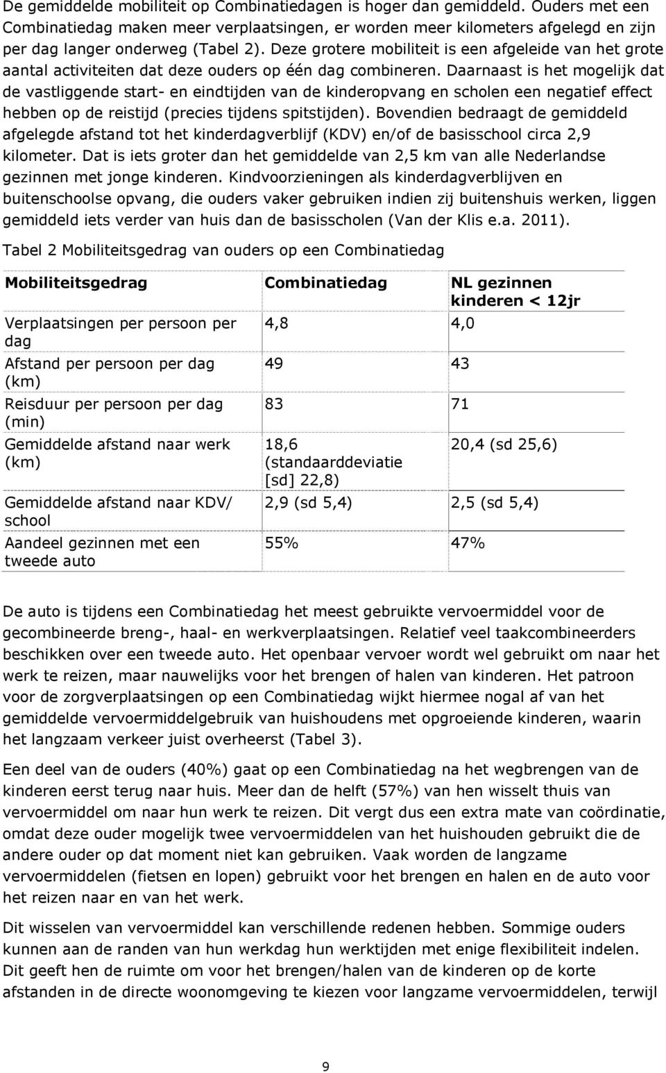 Deze grotere mobiliteit is een afgeleide van het grote aantal activiteiten dat deze ouders op één dag combineren.