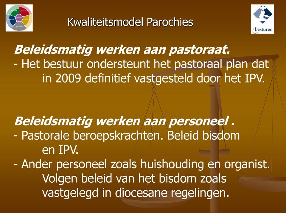 door het IPV. Beleidsmatig werken aan personeel. - Pastorale beroepskrachten.