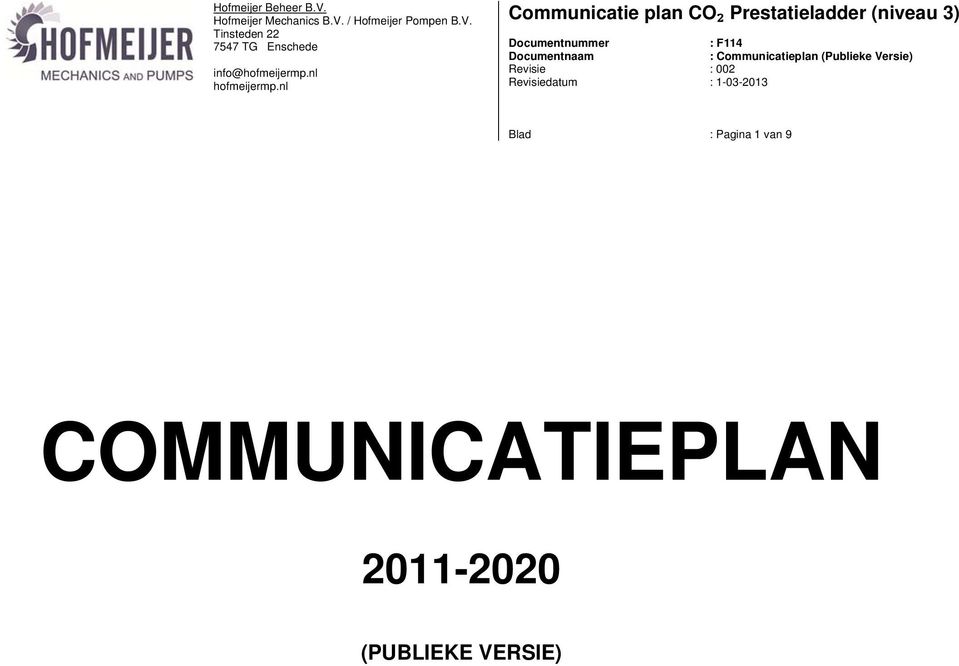 COMMUNICATIEPLAN