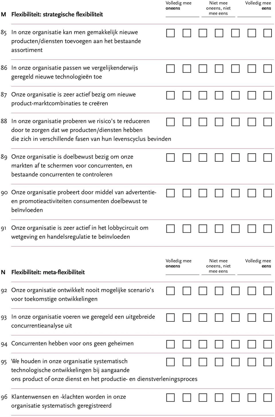 door te zorgen dat we producten/diensten hebben die zich in verschillende fasen van hun levenscyclus bevinden 89 Onze organisatie is doelbewust bezig om onze markten af te schermen voor concurrenten,