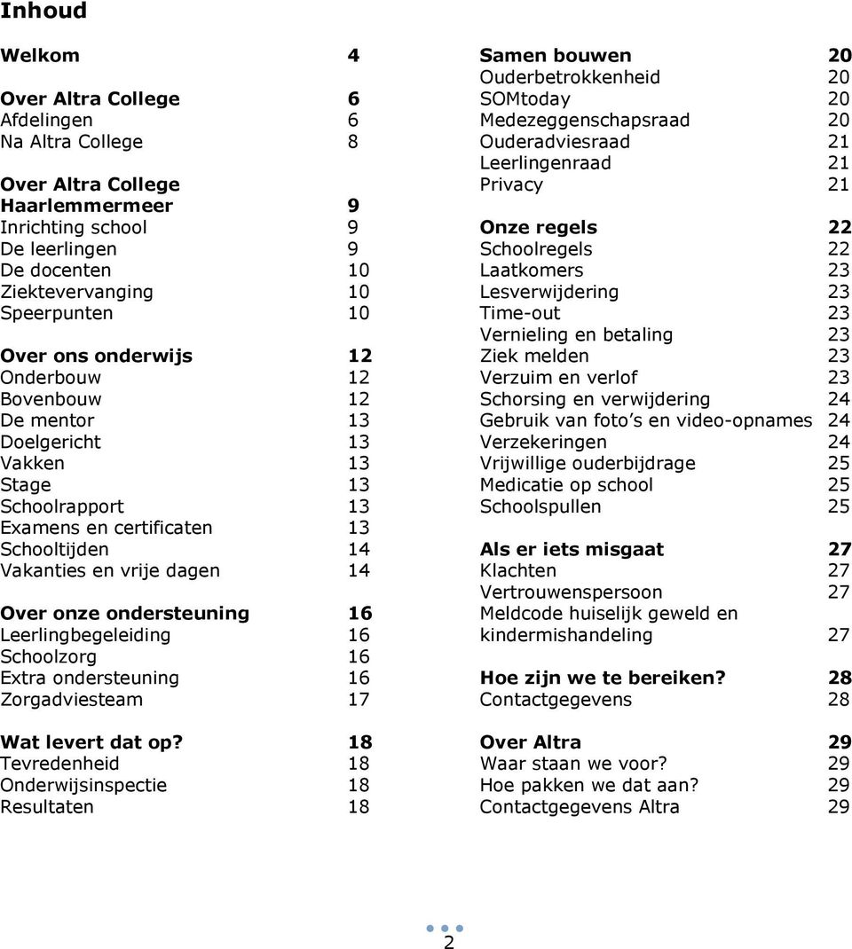 16 Leerlingbegeleiding 16 Schoolzorg 16 Extra ondersteuning 16 Zorgadviesteam 17 Wat levert dat op?