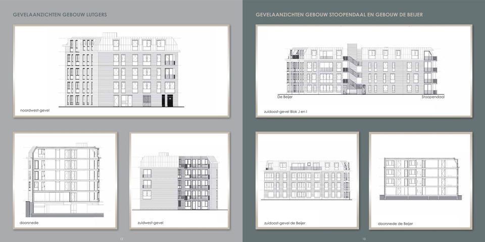 noordwest-gevel zuidoost-gevel Blok J en I doorsnede