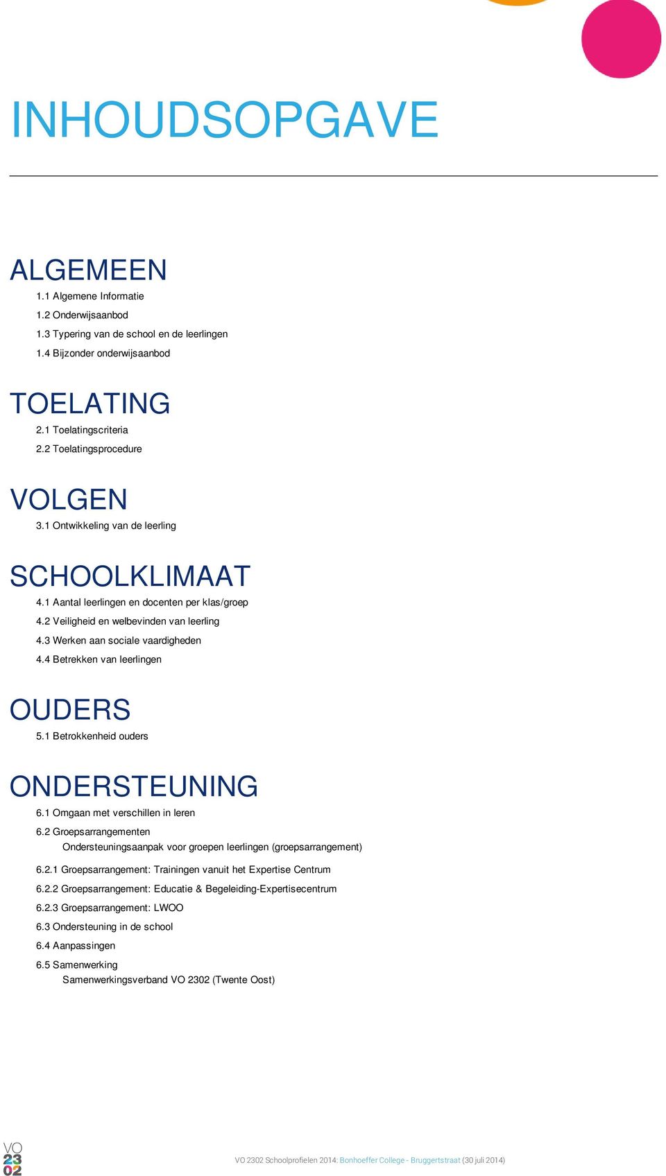 3 Werken aan sociale vaardigheden 4.4 Betrekken van leerlingen OUDERS 5.1 Betrokkenheid ouders ONDERSTEUNING 6.1 Omgaan met verschillen in leren 6.