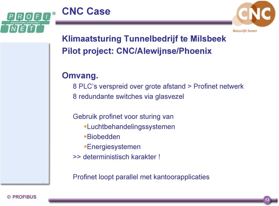 8 PLC s verspreid over grote afstand > Profinet netwerk 8 redundante switches via