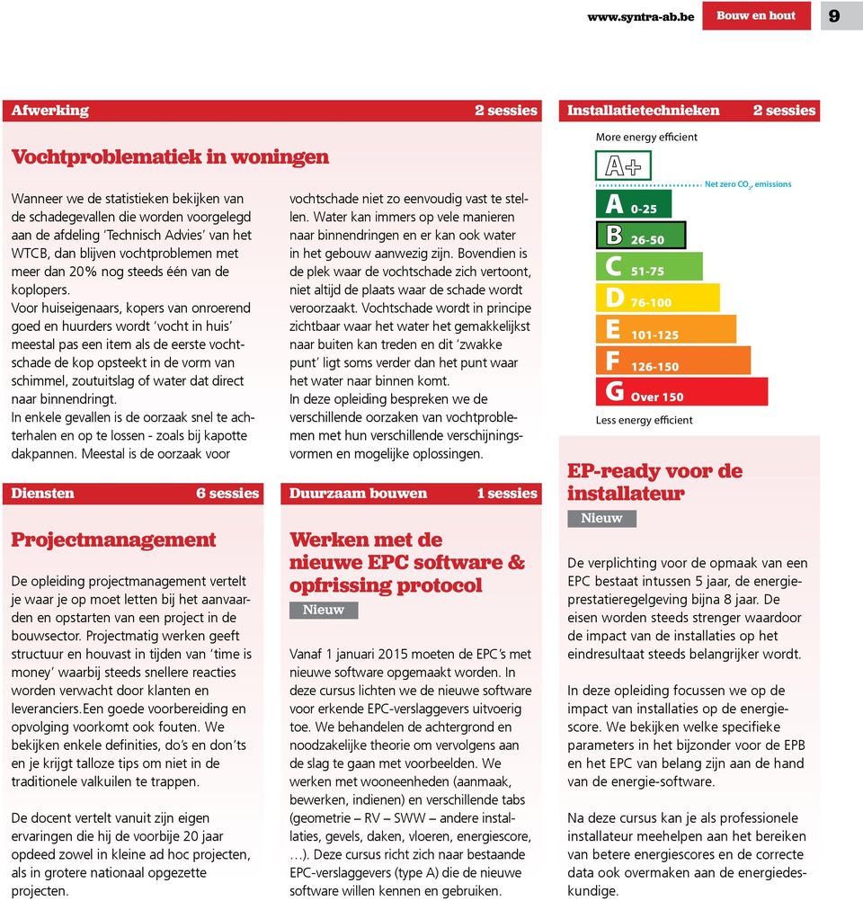 Technisch Advies van het WTCB, dan blijven vochtproblemen met meer dan 20% nog steeds één van de koplopers.