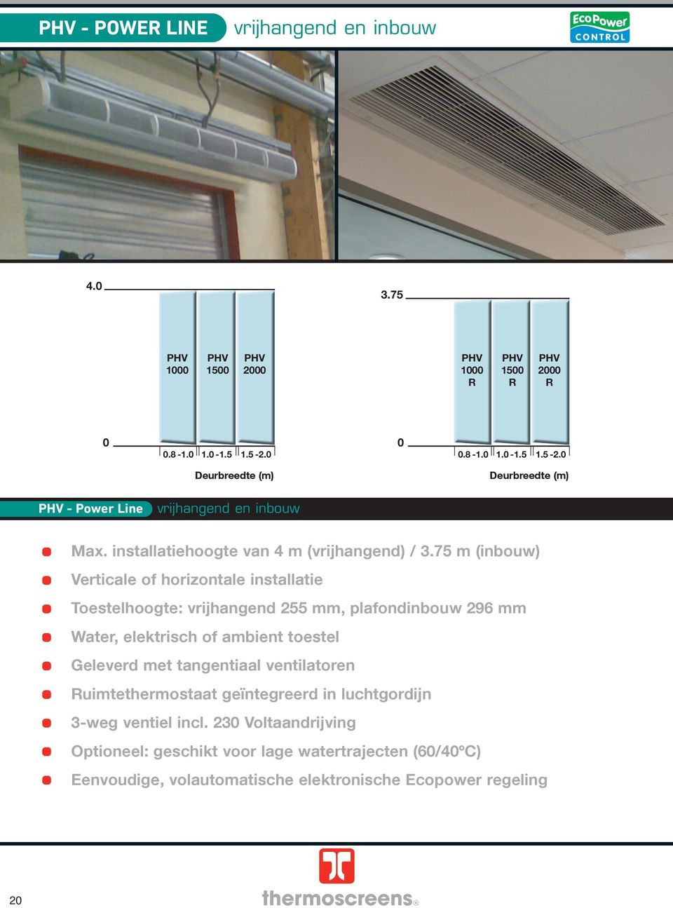 installatiehoogte van 4 m (vrijhangend) / 3.