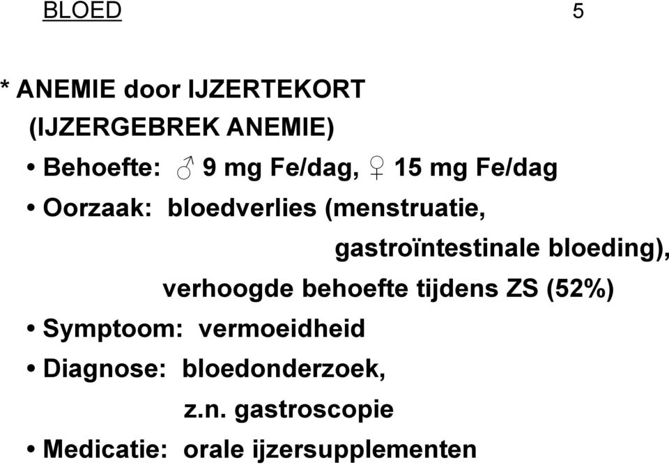 gastroïntestinale bloeding), verhoogde behoefte tijdens ZS (52%)