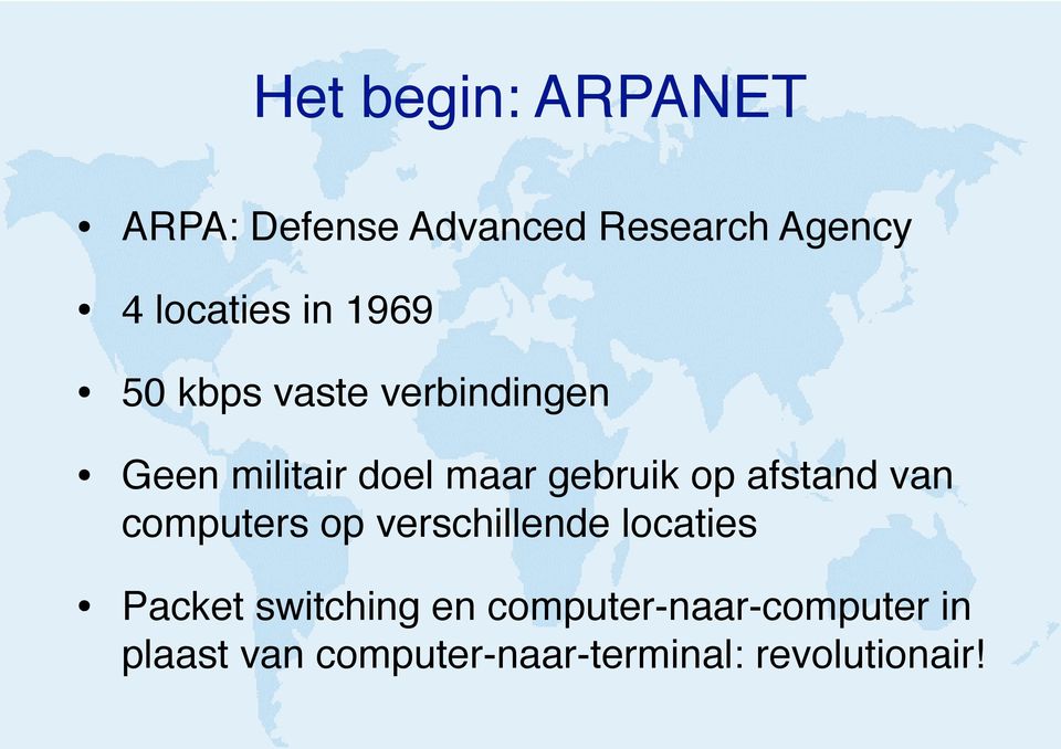 afstand van computers op verschillende locaties Packet switching en