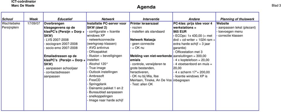 Illusion + beveiligingen instellen - Alcohol 120 - True image - Outlook instellingen - Ambrasoft - FreeCD - Springplank - Dainamic pakket 1 en 2 - Bureaublad aanpassen - snelkoppelingen - Image naar