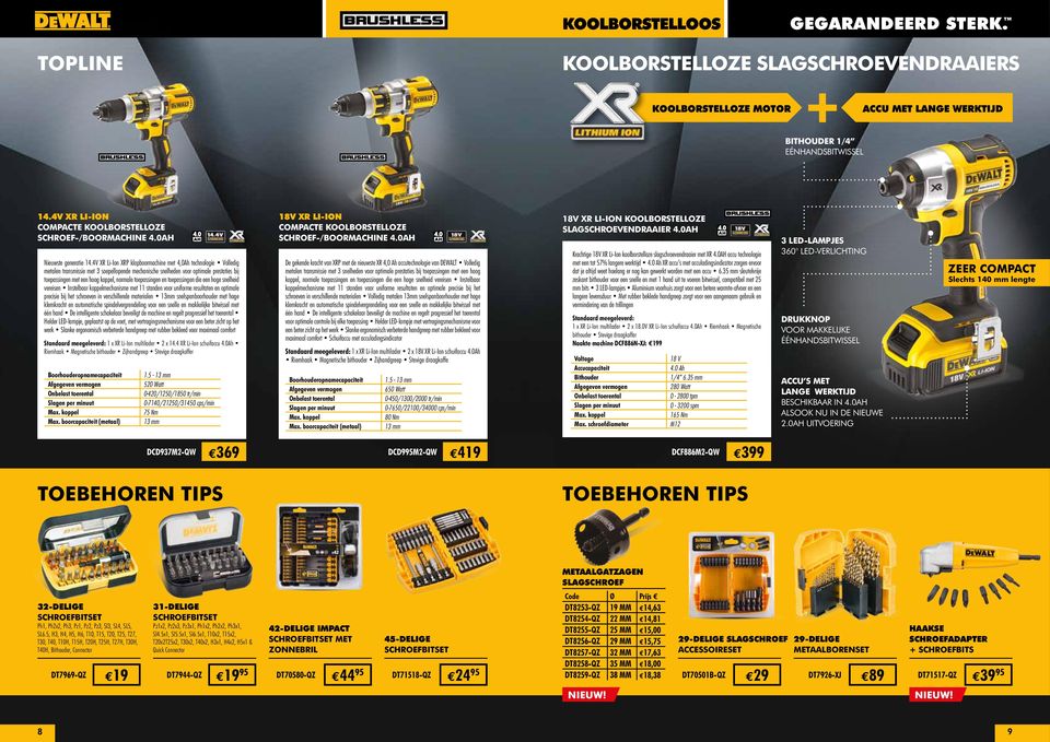 4V XR Li-Ion XRP klopboormachine met 4,0Ah technologie Volledig metalen transmissie met 3 soepellopende mechanische snelheden voor optimale prestaties bij toepassingen met een hoog koppel, normale