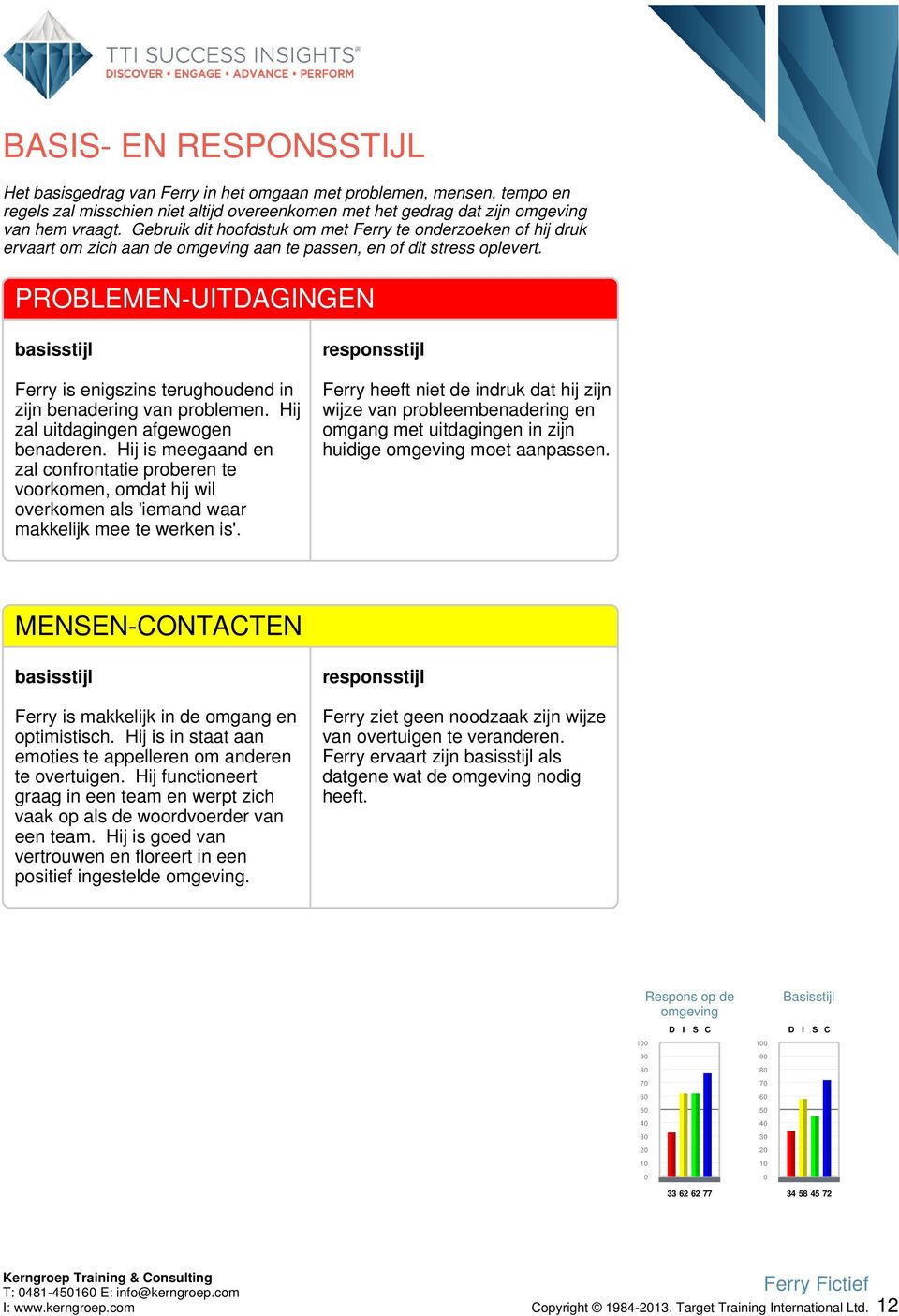 PROBLEMEN-UITDAGINGEN basisstijl Ferry is enigszins terughoudend in zijn benadering van problemen. Hij zal uitdagingen afgewogen benaderen.