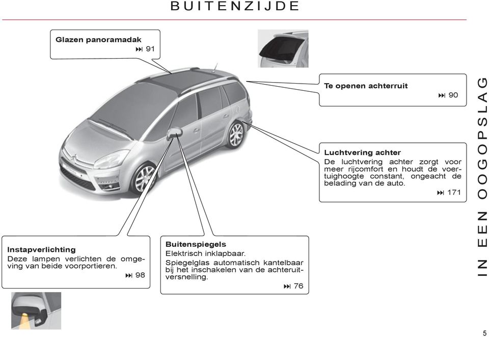 Spiegelglas automatisch kantelbaar bij het inschakelen van de achteruitversnelling.