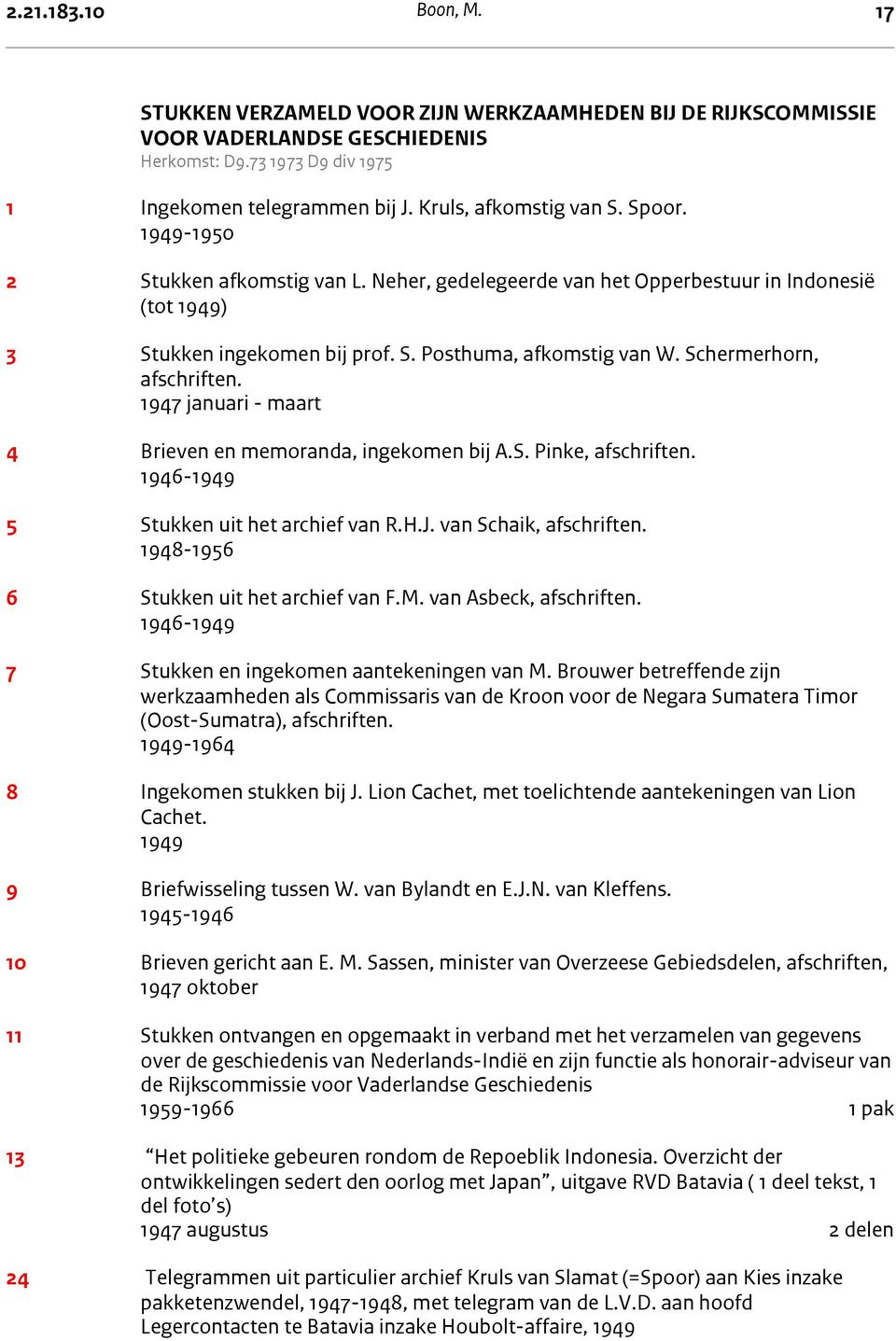 Herkomst: D9.73 1973 D9 div 1975 1 Ingekomen telegrammen bij J. Kruls, afkomstig van S. Spoor. 1949-1950 2 Stukken afkomstig van L.