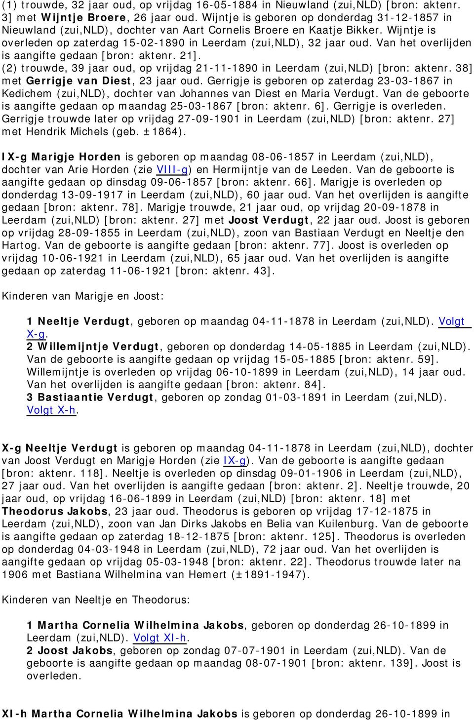 Van het overlijden is aangifte gedaan [bron: aktenr. 21]. (2) trouwde, 39 jaar oud, op vrijdag 21-11-1890 in Leerdam (zui,nld) [bron: aktenr. 38] met Gerrigje van Diest, 23 jaar oud.