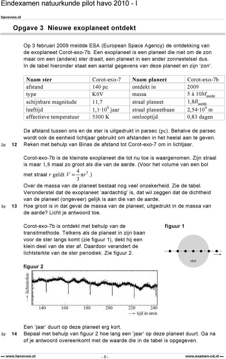 In de tabel hieronder staat een aantal gegevens van deze planeet en zijn zon.