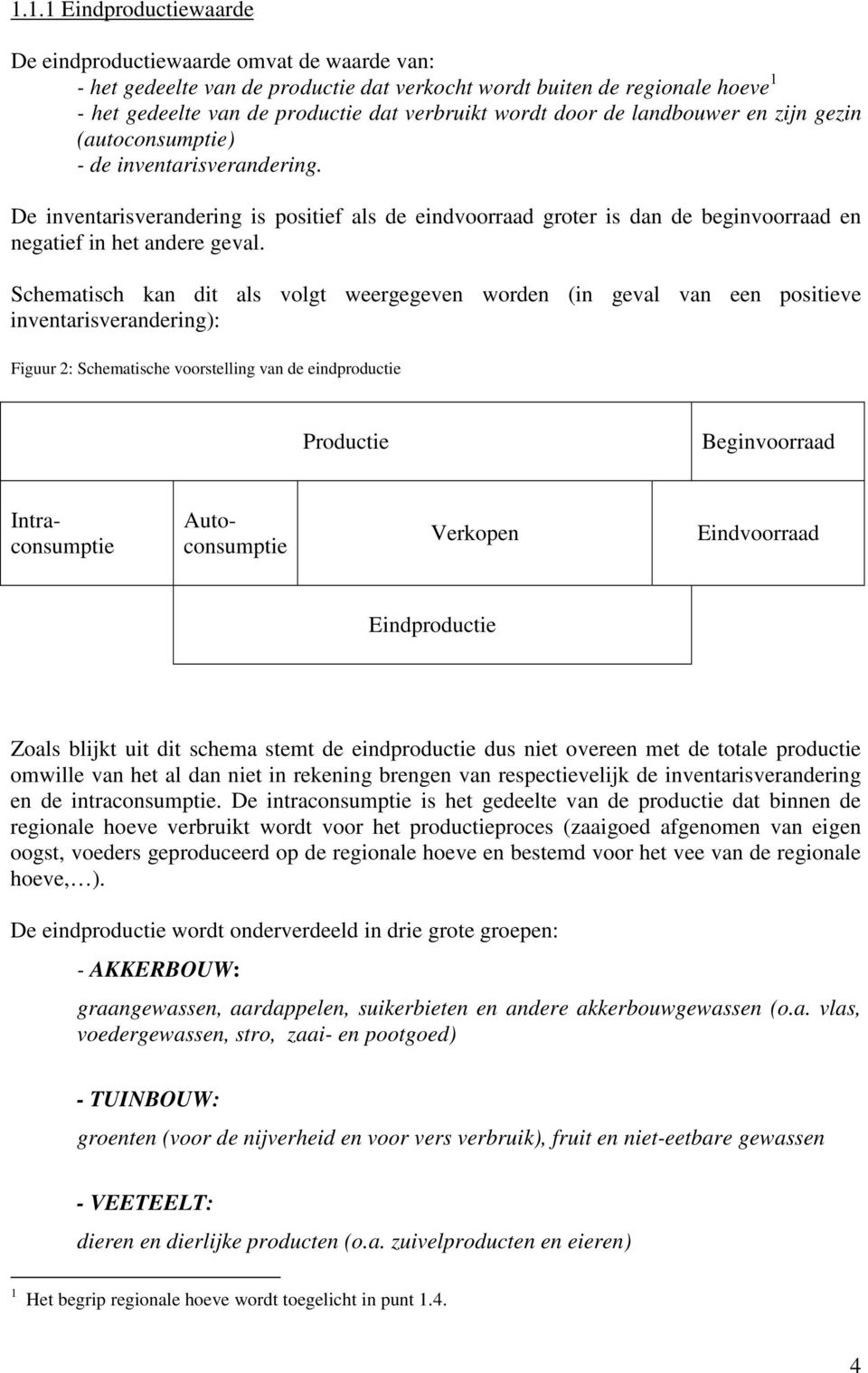 Schmatisch kan dit als volgt wrggvn wordn (in gval van n positiv invntarisvrandring): Figuur 2: Schmatisch voorstlling van d indproducti Producti Bginvoorraad Intraconsumpti Autoconsumpti Vrkopn