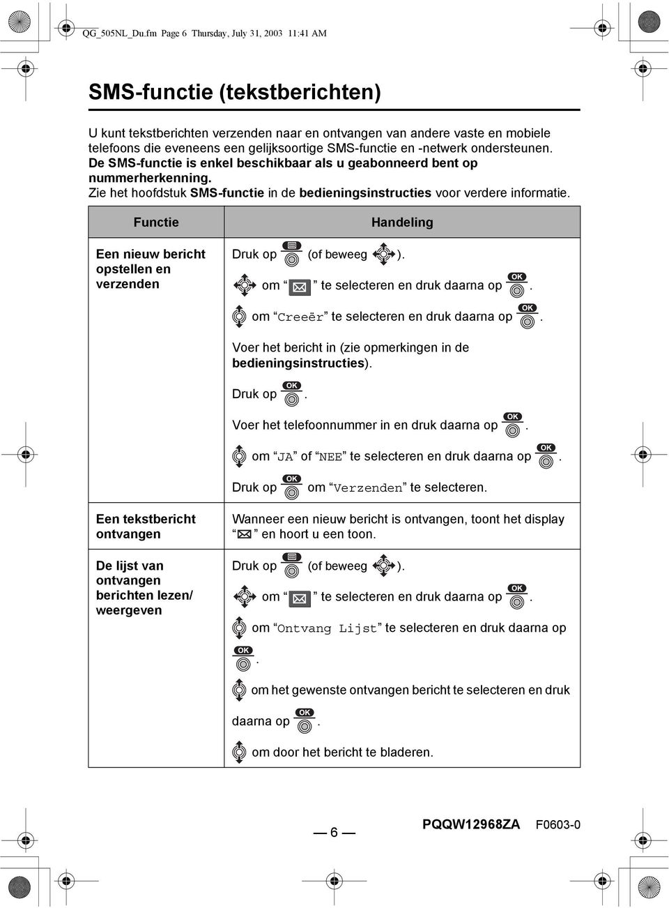 -netwerk ondersteunen. De SMS-functie is enkel beschikbaar als u geabonneerd bent op nummerherkenning. Zie het hoofdstuk SMS-functie in de bedieningsinstructies voor verdere informatie.