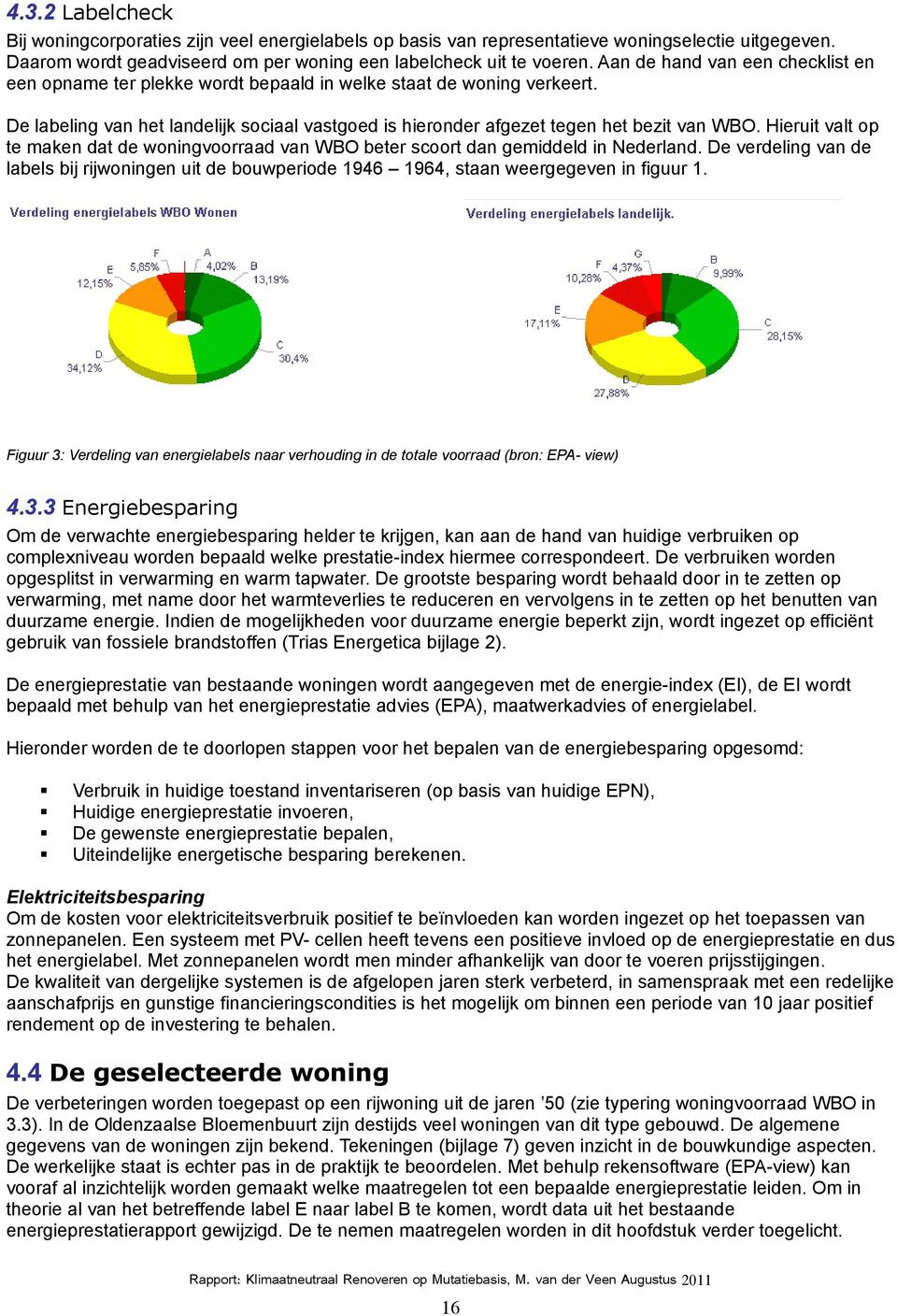 Hieruit alt op te maken dat de woningoorraad an WBO beter scoort dan gemiddeld in Nederland. De erdeling an de labels bij rijwoningen uit de bouwperiode 1946 1964, staan weergegeen in figuur 1.