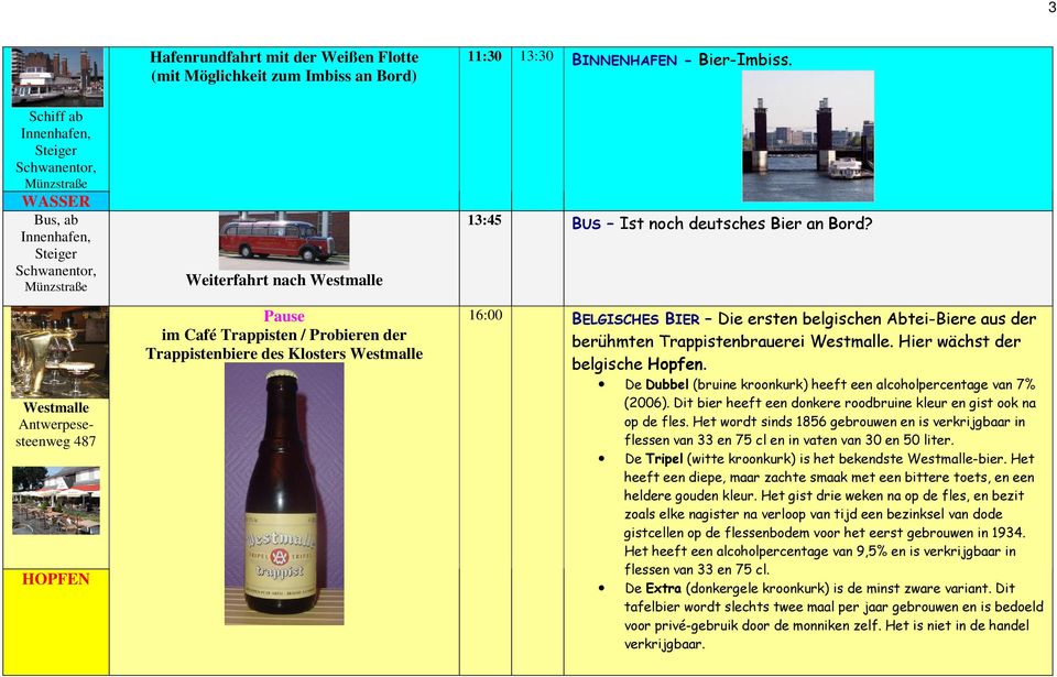 Trappisten / Probieren der Trappistenbiere des Klosters Westmalle 13:45 BUS Ist noch deutsches Bier an Bord?