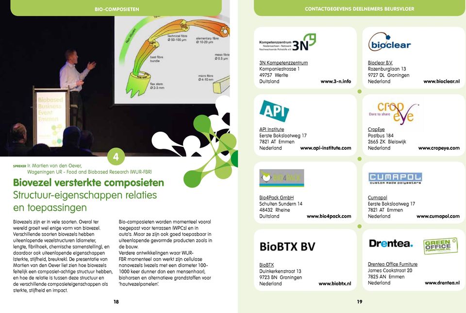 Martien van den Oever, Wageningen UR - Food and Biobased Research (WUR-FBR) Biovezel versterkte composieten Structuur-eigenschappen relaties en toepassingen Biovezels zijn er in vele soorten.