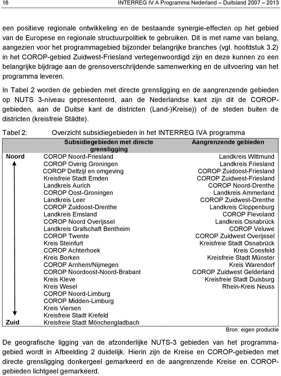 2) in het COROP-gebied Zuidwest-Friesland vertegenwoordigd zijn en deze kunnen zo een belangrijke bijdrage aan de grensoverschrijdende samenwerking en de uitvoering van het programma leveren.