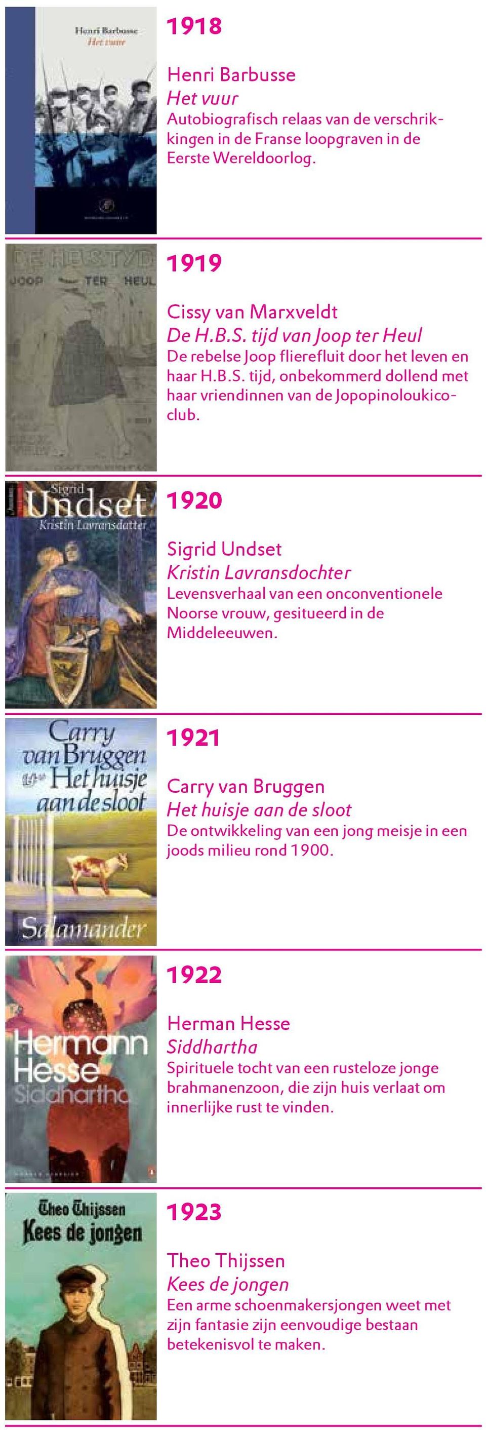 1920 Sigrid Undset Kristin Lavransdochter Levensverhaal van een onconventionele Noorse vrouw, gesitueerd in de Middeleeuwen.